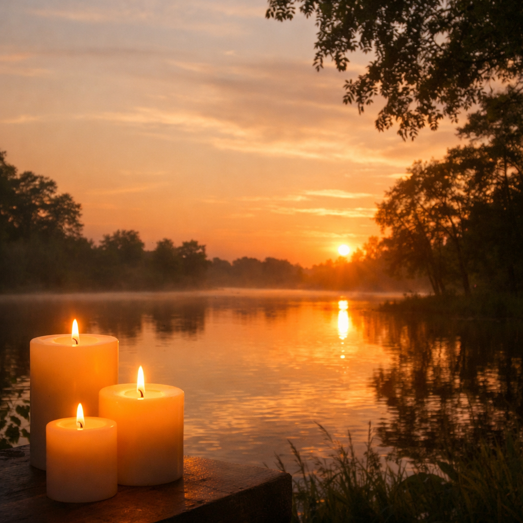 candles lighted near a river in Schaumburg IL